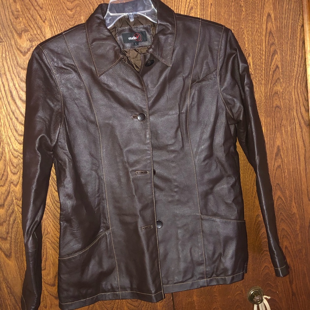 Studio Y brown leather jacket